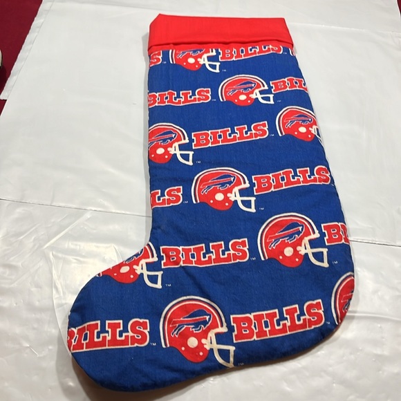 Buffalo Bills Football VINTAGE NFL Christmas STOCKING RED BLUE cotton quilted Lg - Picture 7 of 12